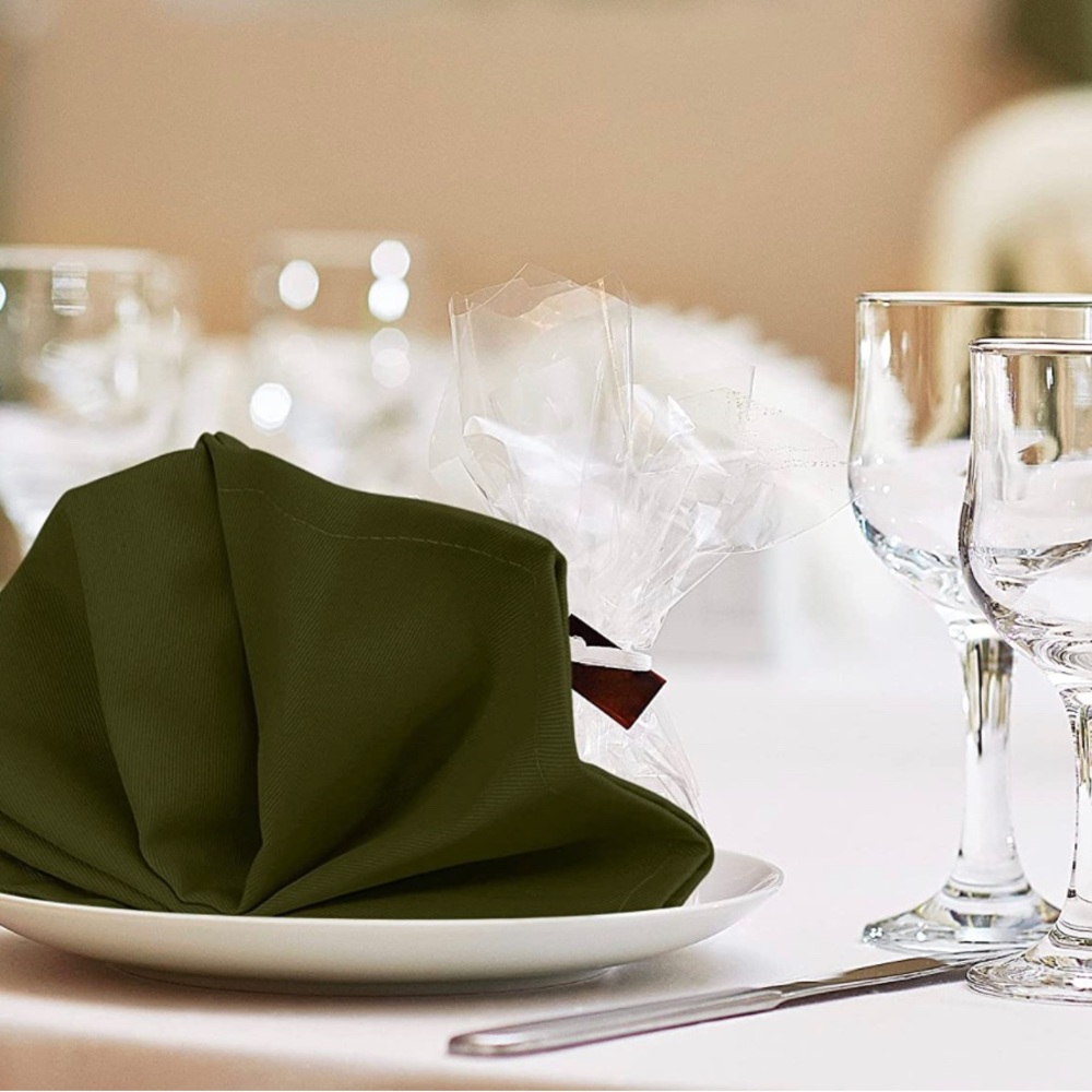 Utopia hotel napkins olive green set of 12